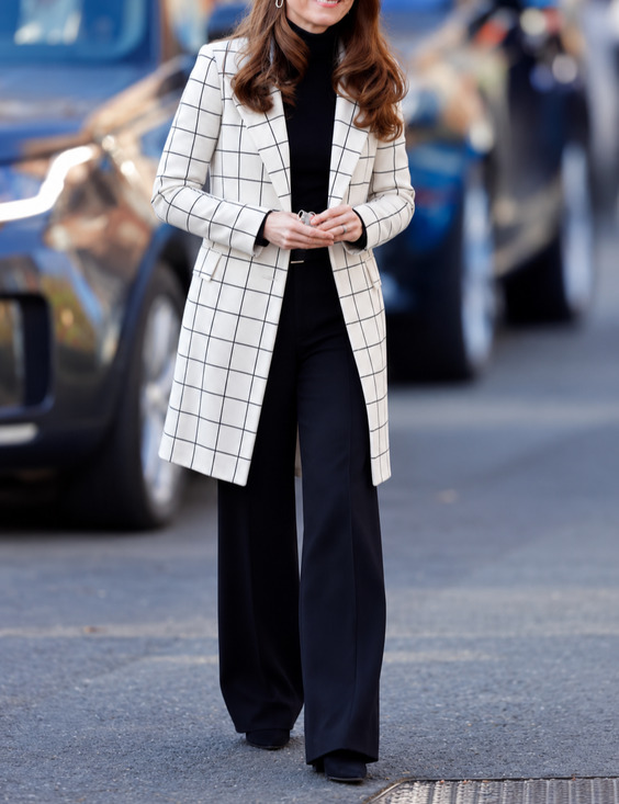 MELLODAY Jackets & Blazers - Melloday Plaid Open Front Over Coat Duster Jacket White Black S, Mid-Length